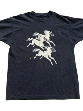 Gildan Black Short Sleeve Tee with White Galloping Horses Graphic